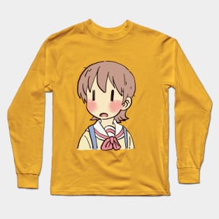 funny yuuko meme surprised face nichijou Long Sleeve T-Shirt